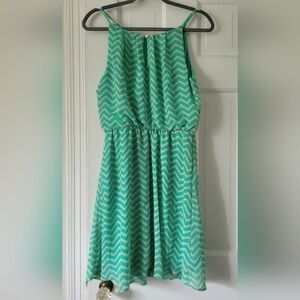 Mint green chevron stripe sleeveless dress